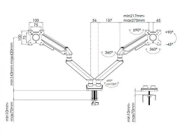 � ��������� Anda Seat Stealth II 17"-32" Black (AD-W-A6D-2S-BB) (VESA100�100) - �������� 11