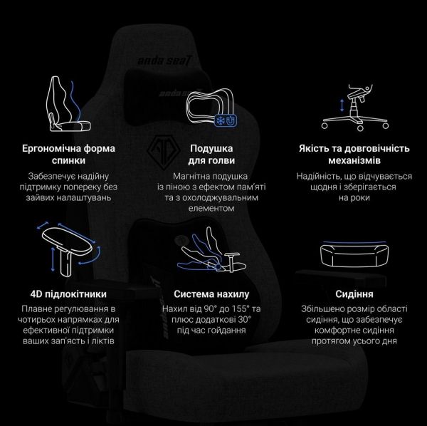 ������ ��� �������� Anda Seat Kaiser 3E XL Grey Fabric (AD23YC-XL-09-G-CF-G01) - �������� 13