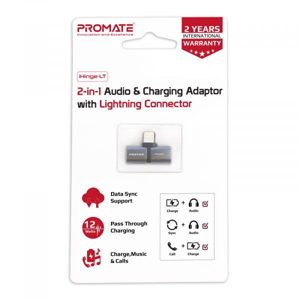  Promate Lightning - 2Lightning (M/F) iHinge Grey (ihinge-lt.grey) -  6