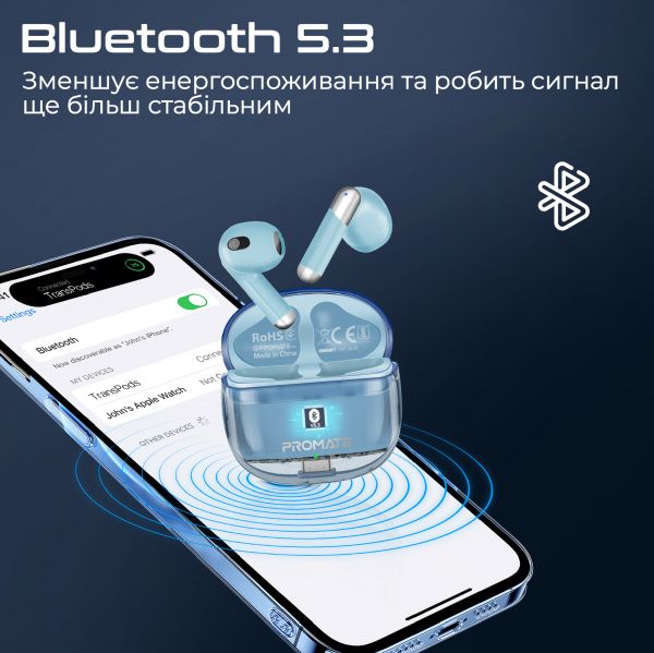 Bluetooth- Promate TransPods Blue -  2