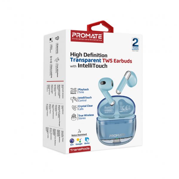Bluetooth- Promate TransPods Blue -  8