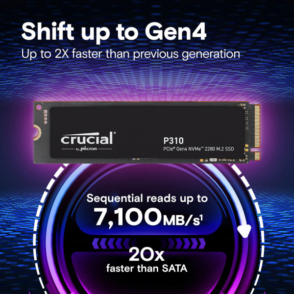 ����������� SSD Crucial P310 1TB M.2 2280 NVMe PCIe 4.0 x4 3D NAND TLC OEM (CT1000P310SSD8-T) - �������� 2