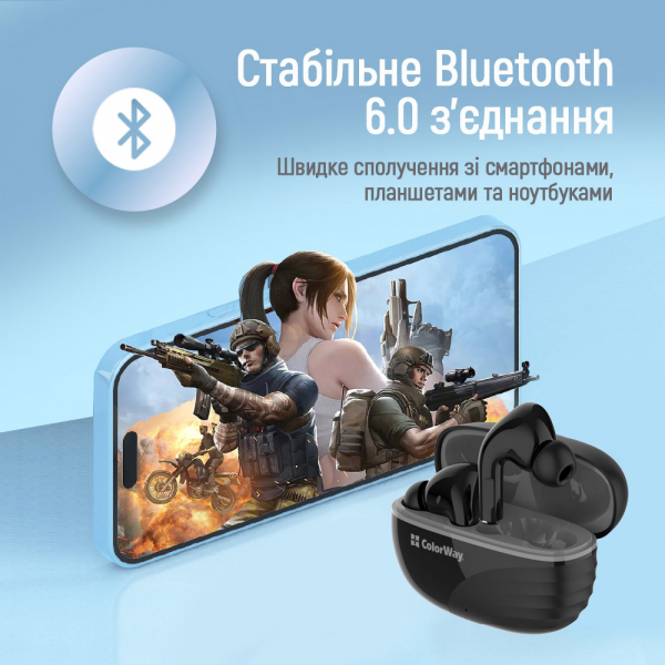 Bluetooth-��������� �olorWay Slim TWS-5 Earbuds Black (CW-TWS5BK) - �������� 7