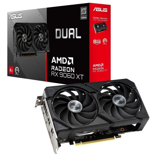  Radeon RX 9060 XT, Asus, DUAL, 8Gb GDDR6, 128-bit, HDMI/2xDP, ----/20000 MHz, 8-pin (DUAL-RX9060XT-8G) -  1