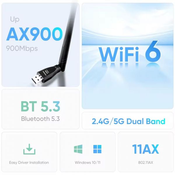   Fenvi FU-AX900T Wi-Fi 6, Bluetooth 5.3 Dual Band 2.4G 5G -  3