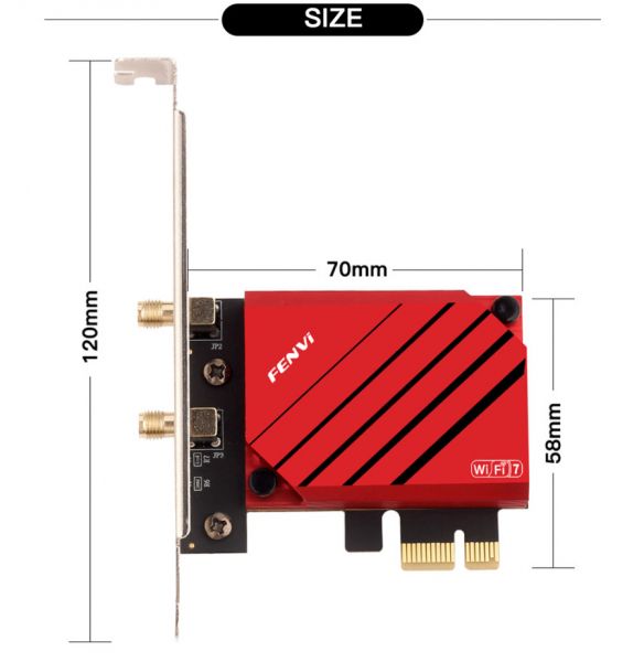 ������� ����� PCI-E x1, Fenvi FV-BE8800, WiFi 7 (�� 8800 Mbps), Bluetooth 5.4, Intel BE200, ��������, 2 ������� ������� (!!! �������� ������ � ������������ Intel !!!) - �������� 5