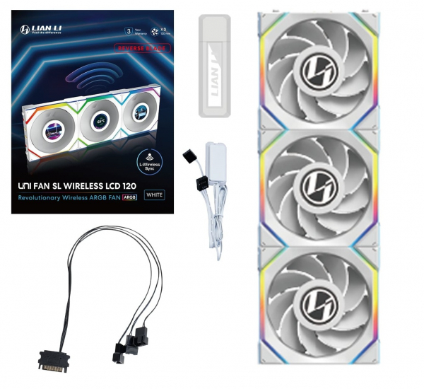 ���������� Lian Li Uni Fan SL Wireless LCD 120-3 Reverse White (G99.12RSLLCD1W3W.00) - �������� 10