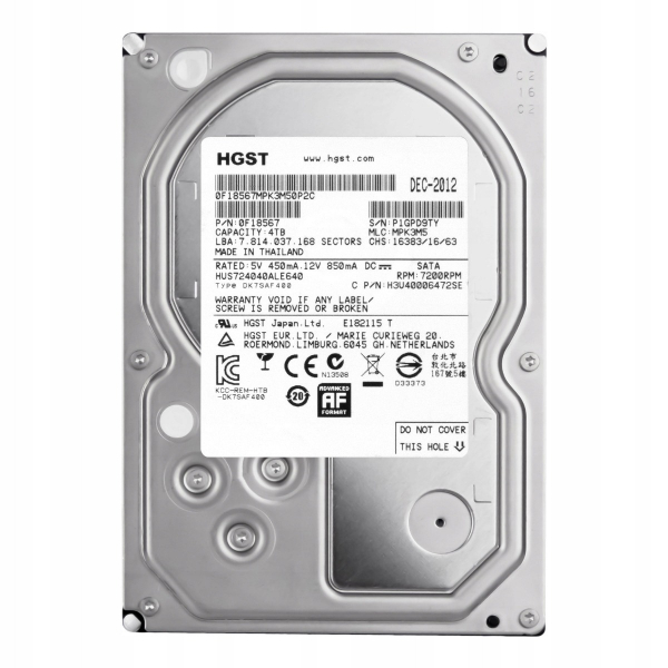  HDD 3.5" SATA 4.0TB Hitachi (HGST) Ultrastar 7K4000 7200rpm 64MB (HUS724040ALE640) -  1