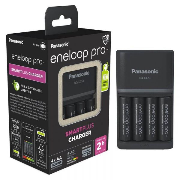 �������� ������� Panasonic Smart-Quick Charger + Eneloop Pro BQ-CC55 AA/HR06 Ni-Mh 2500 mAh BL 4 �� - �������� 1