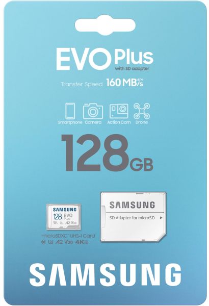 ����� ���'�� ����� ���`�� MicroSDXC  128GB UHS-I/U3 Class 10 Samsung Evo Plus R160MB/s + SD-������� (MB-MC128SA/EU) - �������� 1