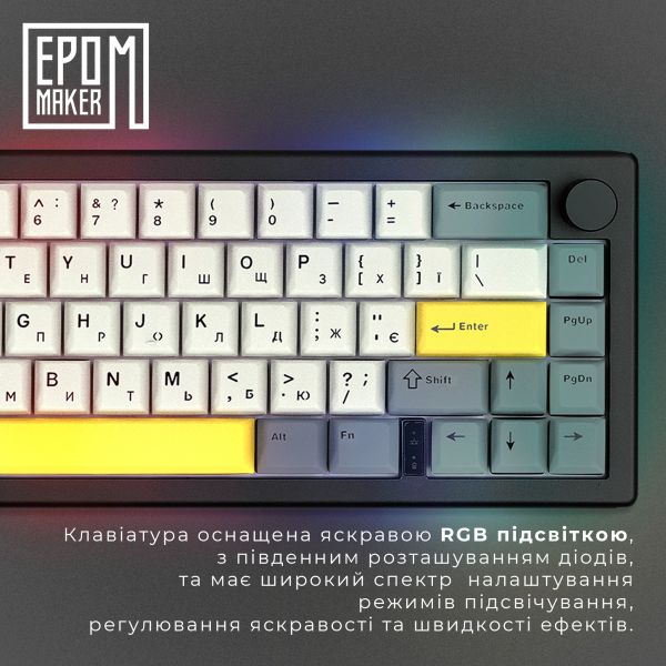 ��������� ���������� Epomaker EK68 65% Flamingo Switch Hot-Swap (2.4G/BT/USB) RGB UA Black (EK68-B-F) - �������� 5