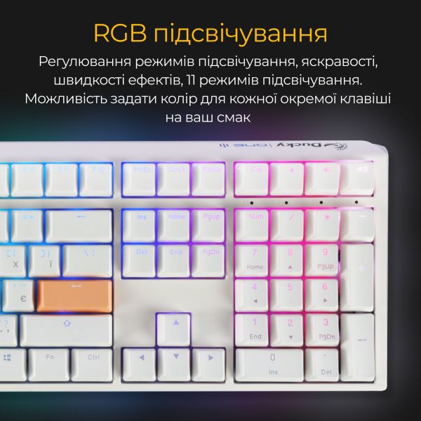  Ducky One 3 Cherry MX Blue RGB UA USB White (DKON2108ST-CUAPXPWWWSC1) -  4