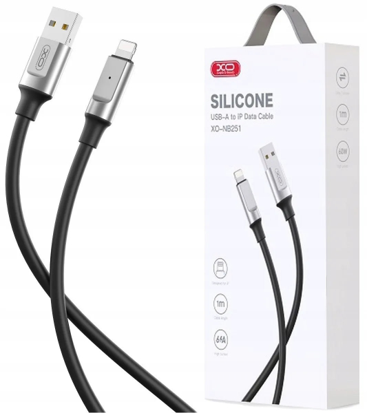������ XO NB251 Liquid Silicone Rubber, USB - Lightning, (M/M), 30W, 1 �, Black (NB251_L_Black) - �������� 2