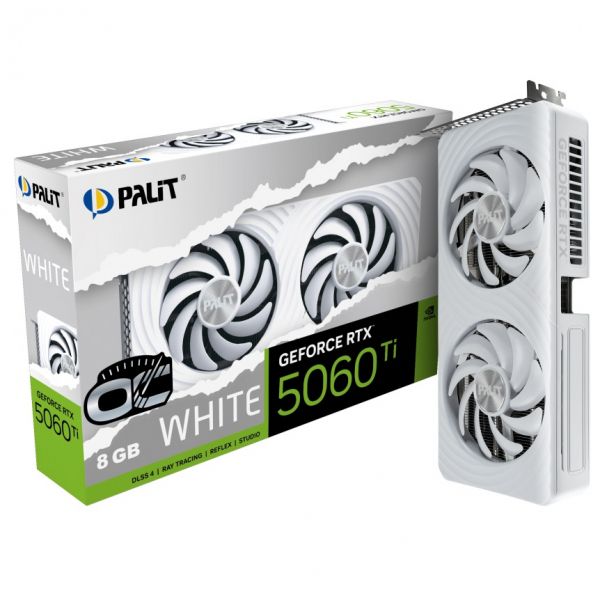 ���������� GeForce RTX 5060 Ti, Palit, OC (White Edition), 8Gb GDDR7, 128-bit, HDMI/3xDP, 2602/28000 MHz, 8-pin (NE7506TU19P1-GB2062M) - �������� 1