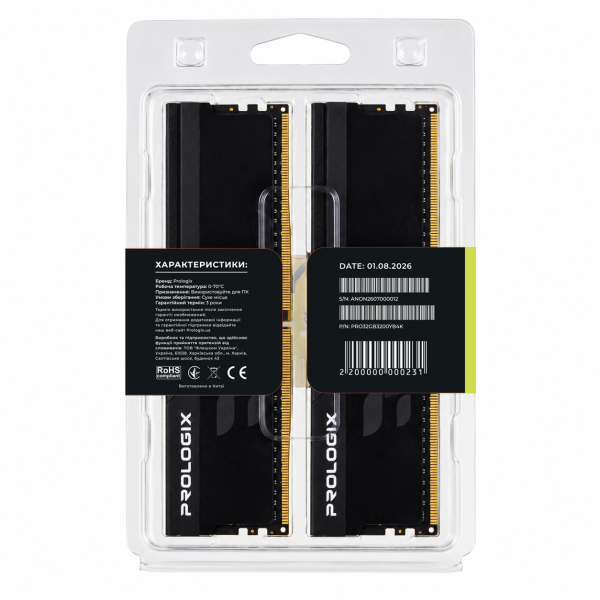 ������ ���`��i DDR4 2x16GB/3200 Prologix Onyx Black (PRO32GB3200YB4K) - �������� 5