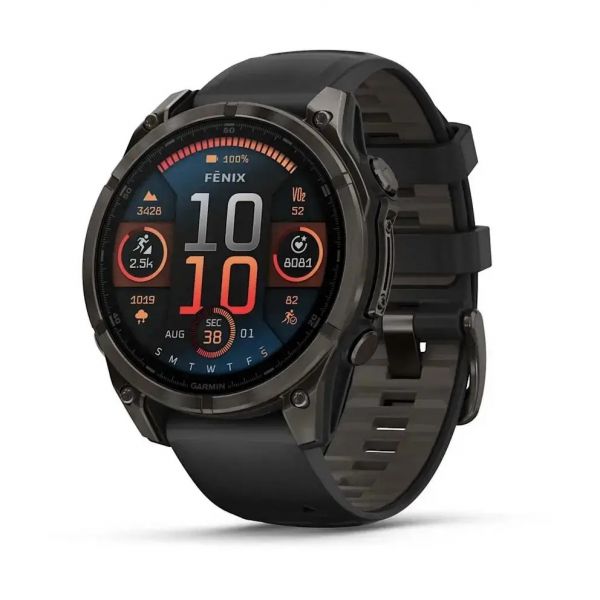 �����-�������� Garmin Fenix 8 47mm AMOLED Sapphire Carbon Gray DLC Titanium with Black Silicone (010-02904-29) - �������� 1