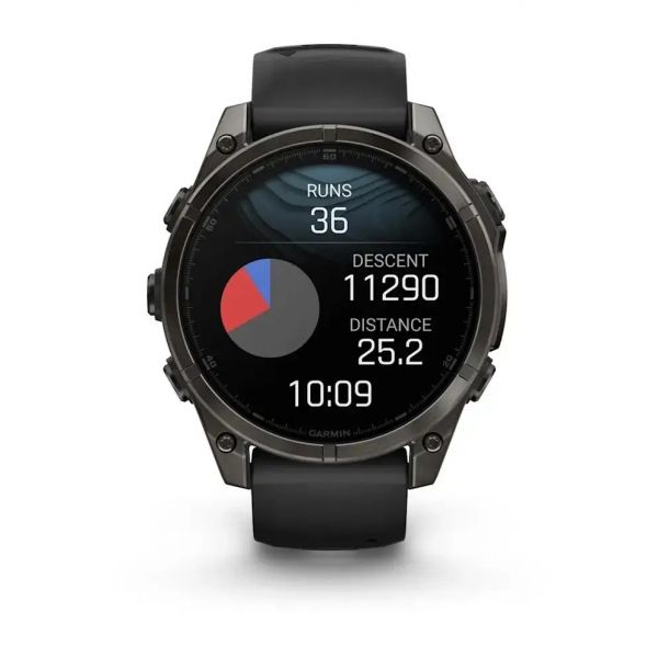 �����-�������� Garmin Fenix 8 47mm AMOLED Sapphire Carbon Gray DLC Titanium with Black Silicone (010-02904-29) - �������� 8
