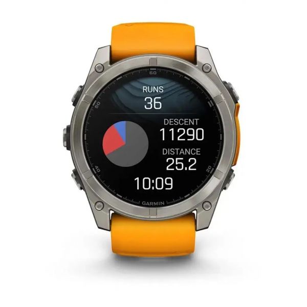 �����-���� Garmin Fenix 8 51mm AMOLED Sapphire Graphite DLC Titanium with Spark Orange Silicone (010-02905-53) - �������� 8