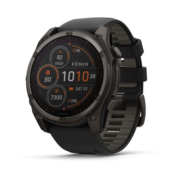 �����-�������� Garmin Fenix 8 51mm Sapphire Solar Carbon Gray DLC Titanium with Black Silicone (010-02907-70) - �������� 1