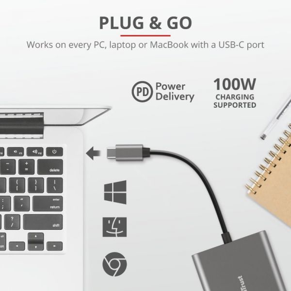 USB-��� Trust Dalyx Aluminium USB Type-C 3-�-1 (23772) - �������� 7