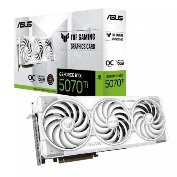  GF RTX 5070 Ti 16GB GDDR7 TUF Gaming OC White Asus (TUF-RTX5070TI-O16G-WHITE-GAMING) -  1