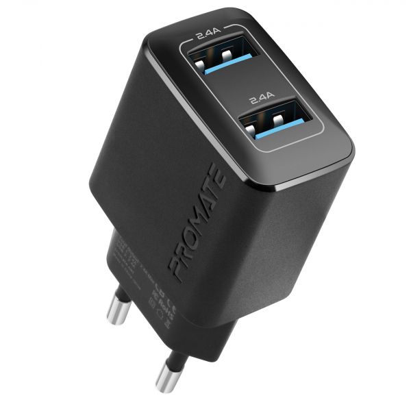 �������� ���������� Promate BiPlug 12W Black (biplug.black) - �������� 1