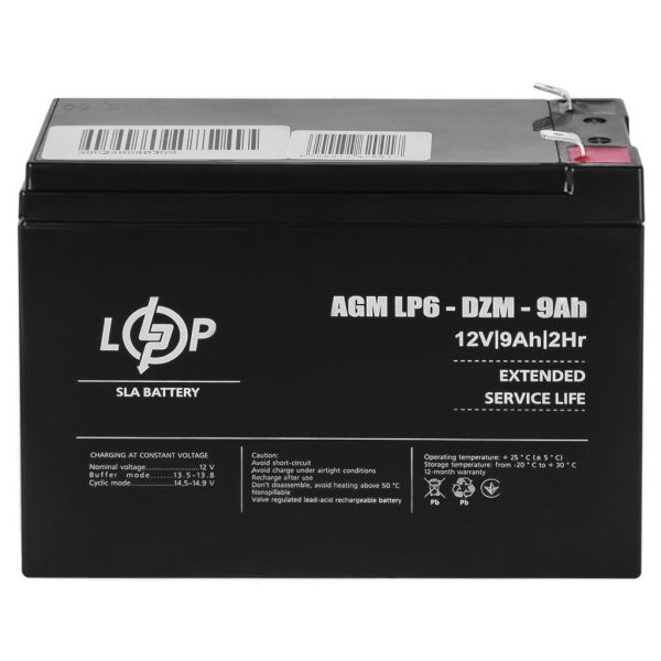      LogicPower LP 12V 9AH (LP 6-DZM-9 Ah) AGM -  1