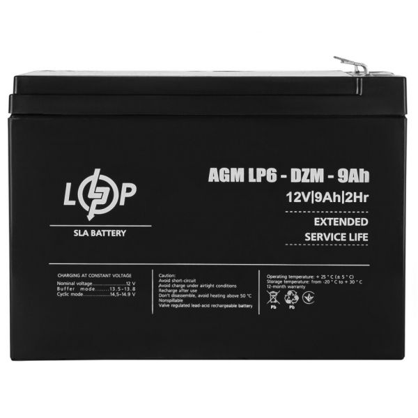      LogicPower LP 12V 9AH (LP 6-DZM-9 Ah) AGM -  4