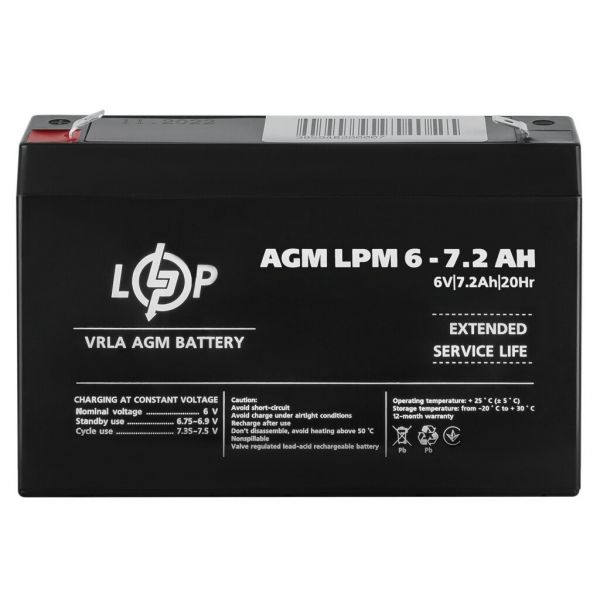     AGM LPM 6V - 7.2 Ah LogicPower -  1