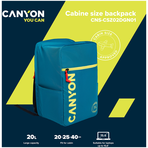    Canyon 15.6" CSZ02 Cabin size backpack, Dark Aquamarine (CNS-CSZ02DGN01) -  9