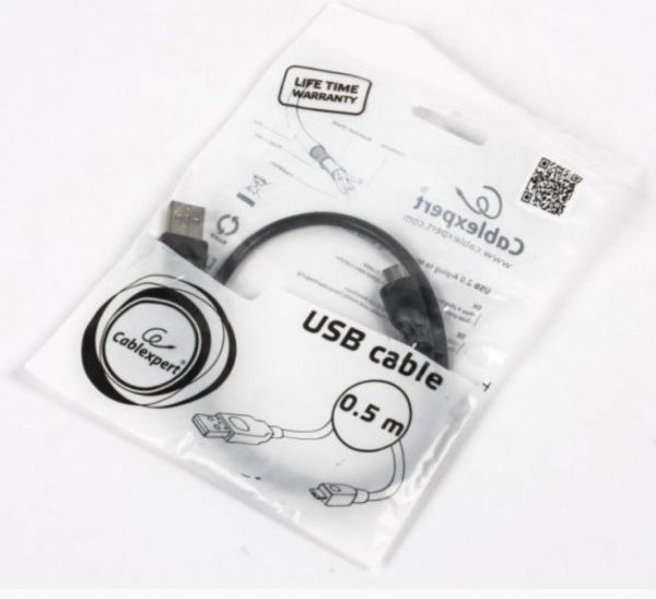  micro USB 2.0, A-/micro B-, 0.5 ,  Cablexpert CCP-mUSB2-AMBM-0.5M -  5