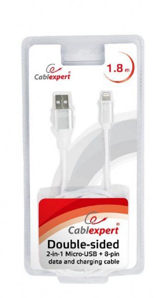 ������ USB 2.0, A-����/Lightning+microUSB, 1.8 �, � ����������� �� ���������� ���'����� Cablexpert CCB-USB2AM-mU8P-6 - �������� 4