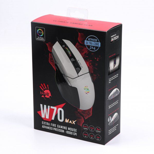���� A4Tech W70 Max Bloody (Panda White) Activated, RGB, 10000 CPI, 50M ���������, ��� + ����� - �������� 10