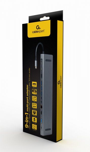 ��� ������� USB-C 9-�-1 (USB-��� + HDMI/VGA/PD/���������/LAN/3.5-�� ����), ���� Cablexpert A-CM-COMBO9-01 - �������� 5