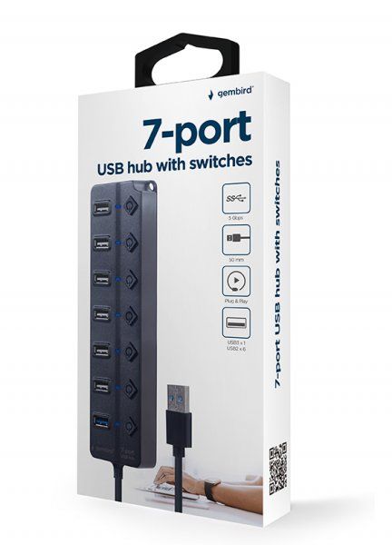   7 i (1xUSB3.1 + 6xUSB2.0),  , ,  Gembird UHB-U3P1U2P6P-01 -  6