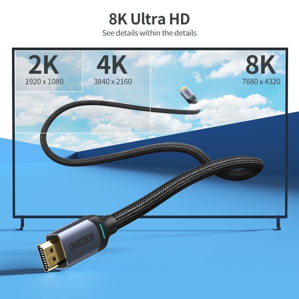    HDMI V.2.1, 8 60 , HDR10, HLG, 48Gbps, YUV 4:4:4,  , 2  Choetech XHH01-BK -  3
