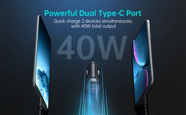 ������������ �������� �������, 2 �����, 38��, QC3.0+PD (20+20��), ������ Choetech TC0008-BK - �������� 12