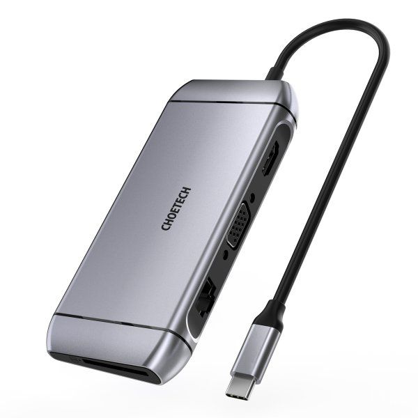 ��� ������� USB-C 9-�-1 (HDMI/VGA/���������/LAN/USB-A), ������� Choetech HUB-M15-GY - �������� 1