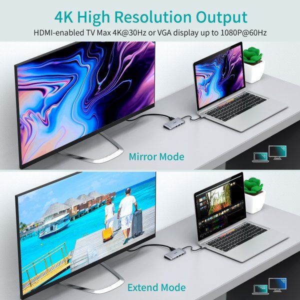 ��� ������� USB-C 9-�-1 (HDMI/VGA/���������/LAN/USB-A), ������� Choetech HUB-M15-GY - �������� 6