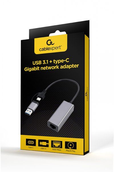 ó   USB type-A / type-C ( ),  Cablexpert A-USB3AC-LAN-01 -  2