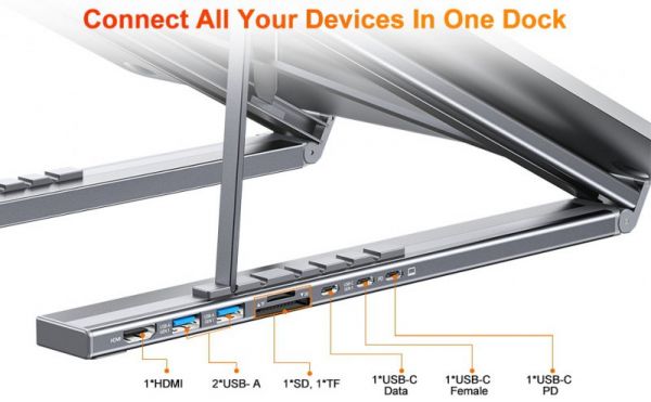 ��� ������� USB-C 7-�-1 (HDMI/PD/���������/USB-A / USB-C), ������� Choetech HUB-M48-GY - �������� 5