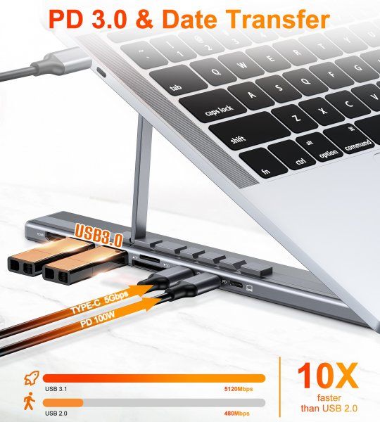 ��� ������� USB-C 7-�-1 (HDMI/PD/���������/USB-A / USB-C), ������� Choetech HUB-M48-GY - �������� 14