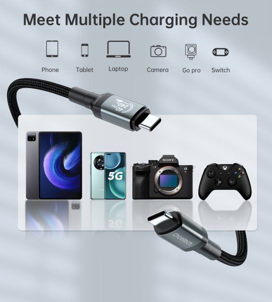 ������ USB4.Gen 3, 40 Gbps, 240w, C-����/C-����, 1.2 �, ������ Choetech XCC-1040 - �������� 5