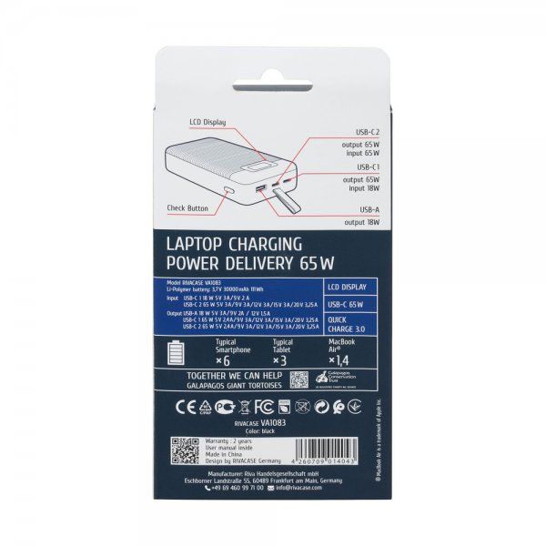 ��� RIVACASE RIVAPOWER VA1083 30000 mAh (Black) - �������� 15