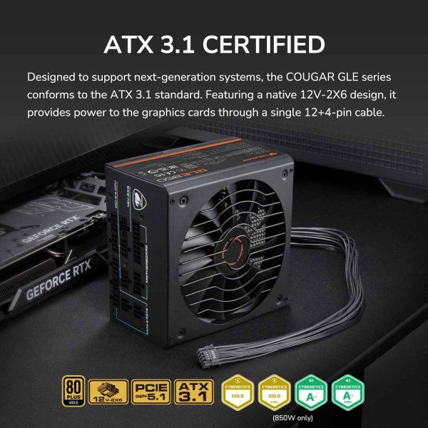���� �������� 850 ��, 80 Plus Gold, Modular, 135 �� Silent Fan, 8SATA + 4PCI-E Cougar GLE850 - �������� 15