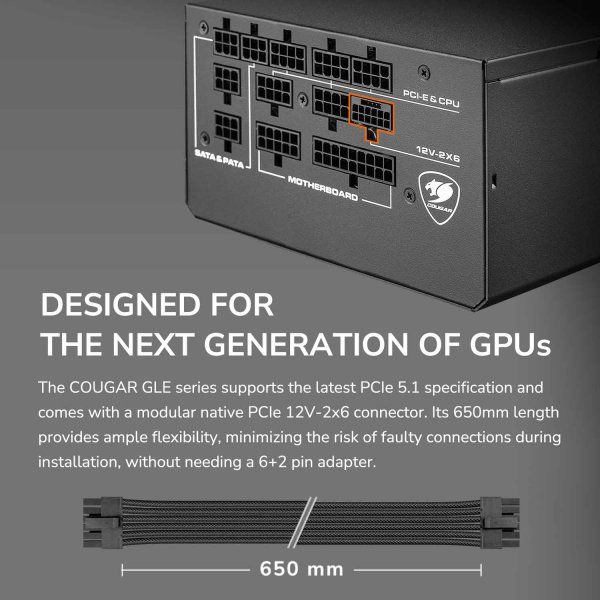 ���� �������� 850 ��, 80 Plus Gold, Modular, 135 �� Silent Fan, 8SATA + 4PCI-E Cougar GLE850 - �������� 16