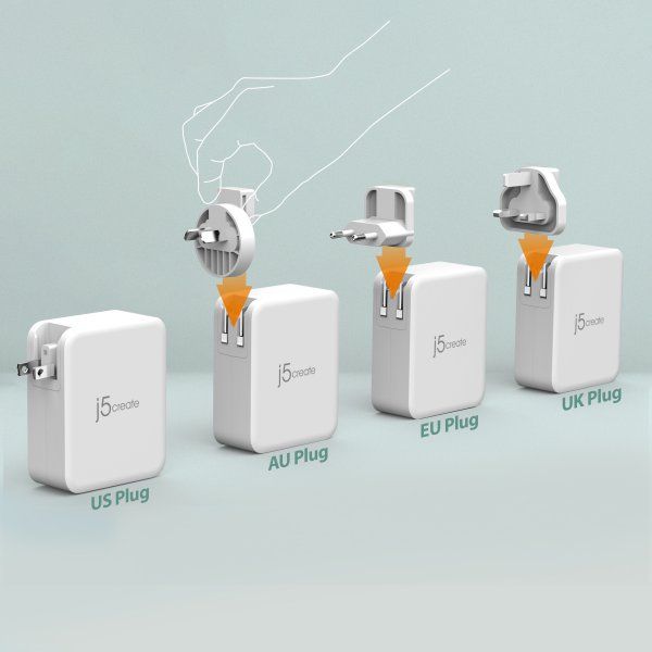 ��������� �������� �������, GaN, 1 USB-A / 3 USB-C, 130��, QC3.0/PD/PPS J5create JUP43130E-EN - �������� 5