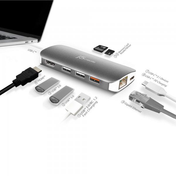 ��� ������� USB-C 9-�-1 (���/HDMI/PD/���������), ���� J5create JCD383-N - �������� 8