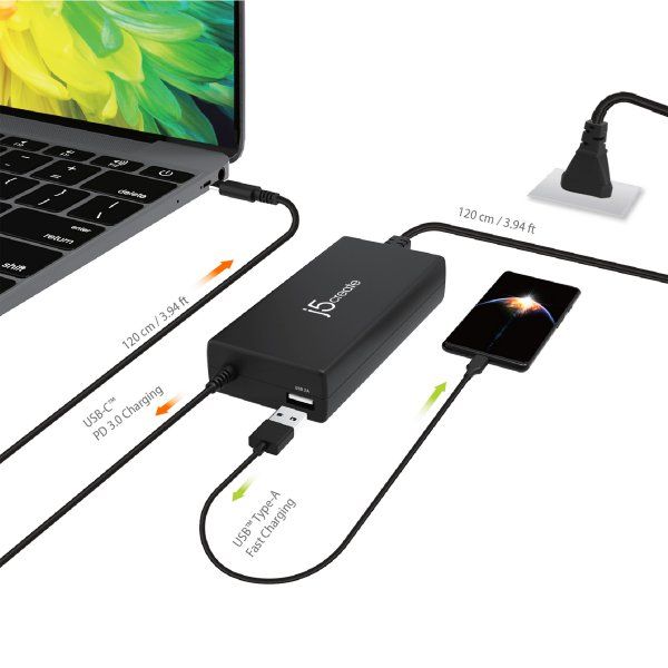 ��������� �������� �������, 1 USB-A / 1 USB-C, 100��,/PD J5create JUP2290C-EN - �������� 7