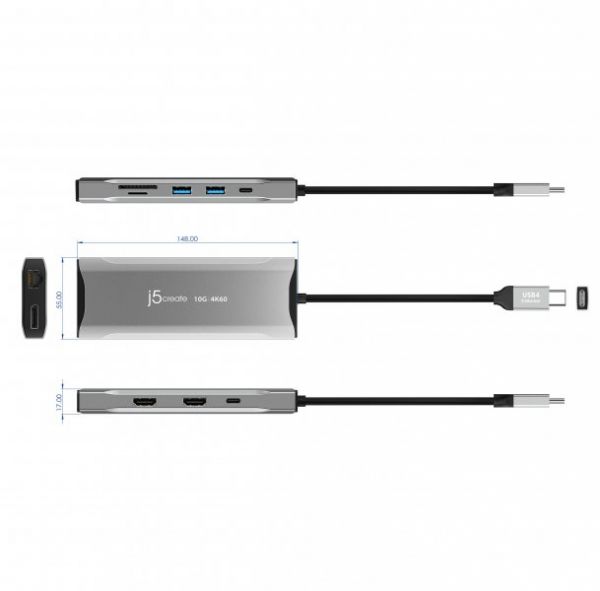 ������������� USB-C 10Gbps, 9-�-1 (���/HDMI/DP/PD/LAN/���������), ���� J5create JCD397-N - �������� 5
